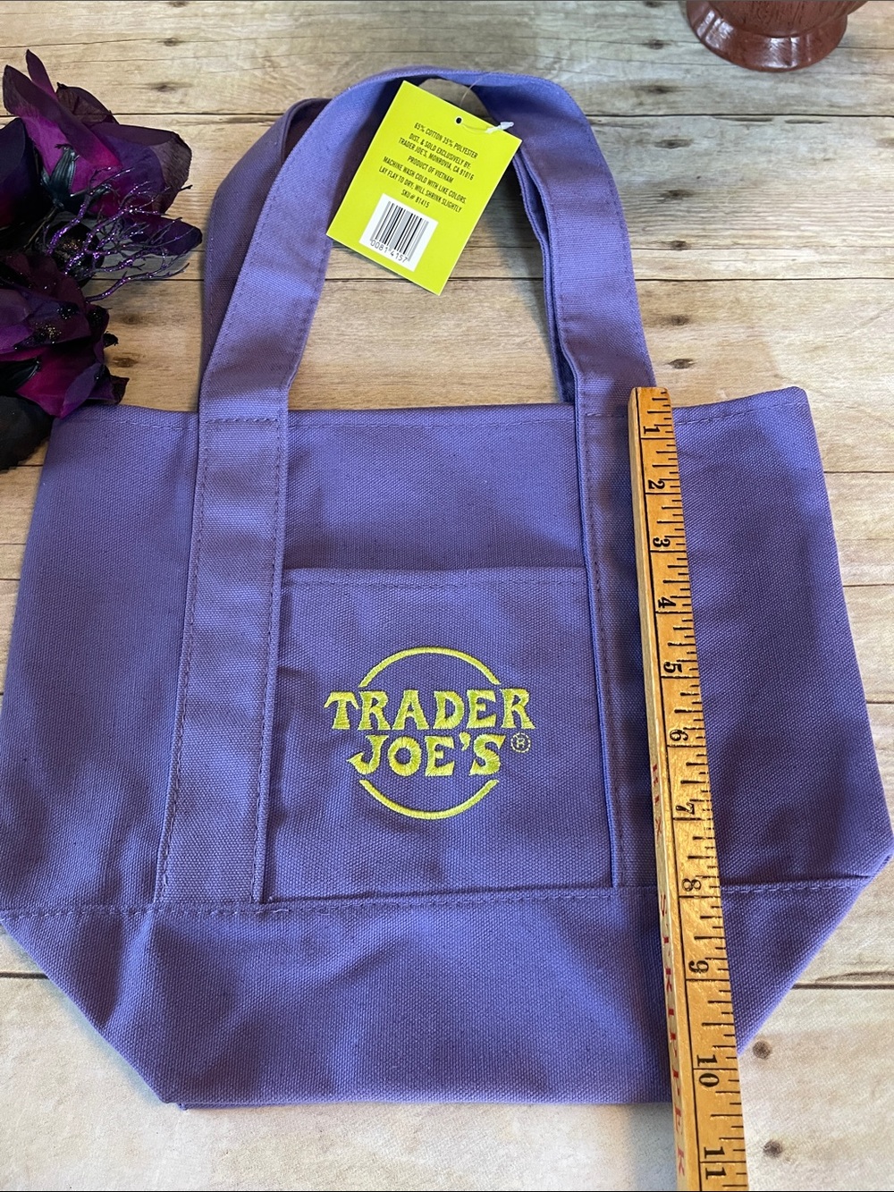 NWT Trader Joe's Halloween Limited Edition Canvas Mini Tote Lavender - Picture 5 of 10